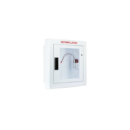 CUBIX SAFETY Semi Recessed, Alarmed and Strobed, Large AED Cabinet SR-Ls